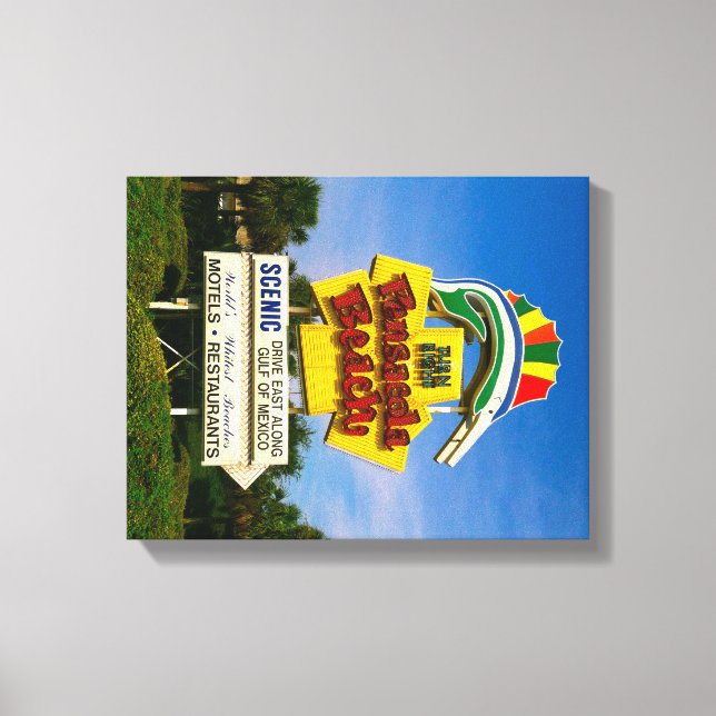 Sinal de Praia de Pensacola - Canvas de 14" x 11" (Frente)