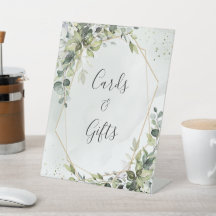 Sinal de presentes de casamento geométrico de euca