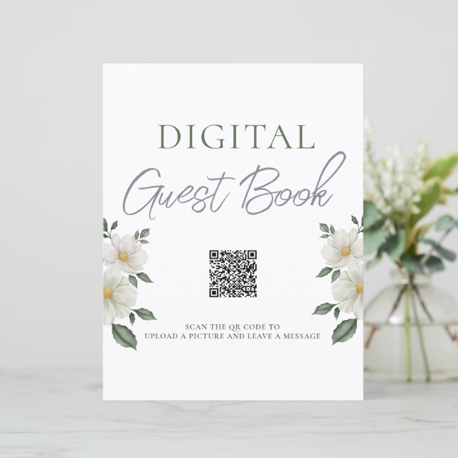 Sinal de QR Code de Livro de Visitas Digital Flora (Em pé/Frente)