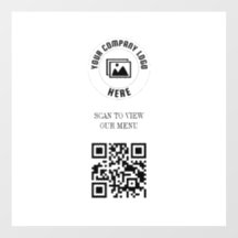 Sinal de QR Code para digitalizar Menu Branco