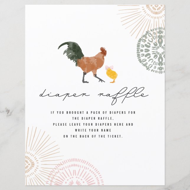 Sinal de Raffle da Fralda rosa-Chá de fraldas (Frente)