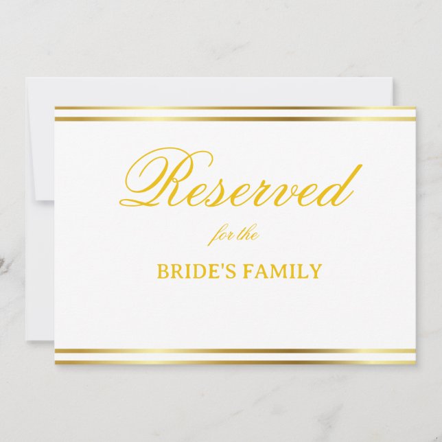 Sinal de Reserva de Casamento em Letra Dourada Mod (Frente)