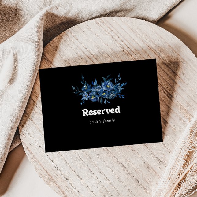Sinal de Reserva de Casamento Floral Azul Marinha (Criador carregado)