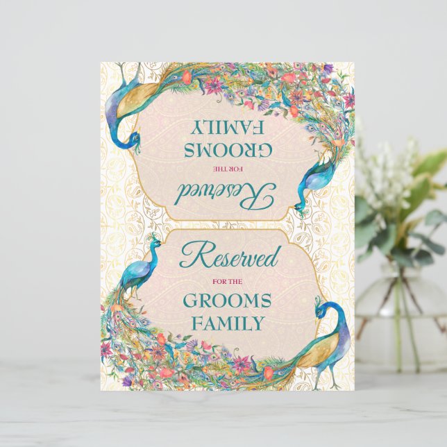 Sinal de reserva de casamento Hindu Peacock (Em pé/Frente)