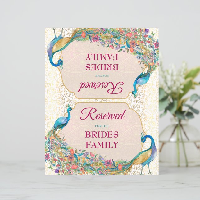 Sinal de reserva de casamento Hindu Peacock (Em pé/Frente)