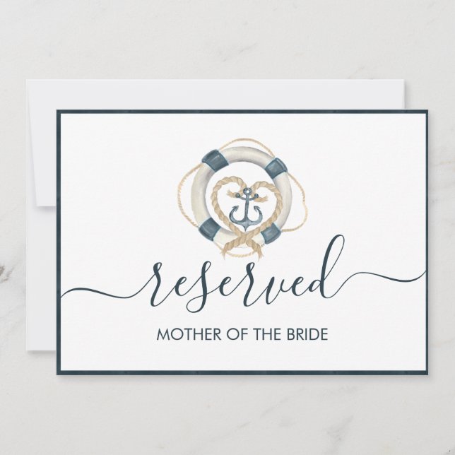Sinal de Reserva de Casamento Náutico Marinha e Br (Frente)