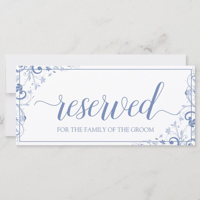 Sinal de Reservado Suspenso | Bouquet Chic - Azul- (Frente)