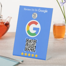 Sinal de Revisão de Negócios Google Azul com Códig