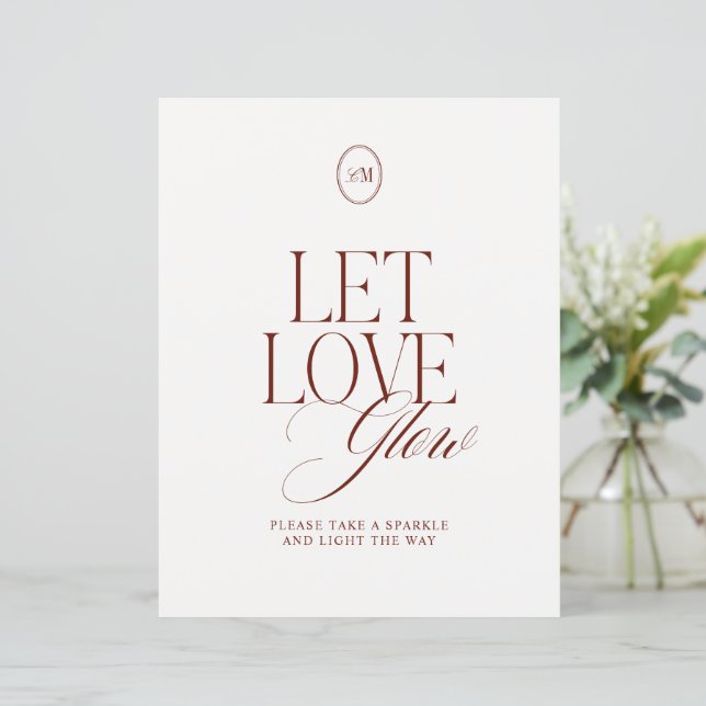 Sinal de Saída de Casamento Let Love Glow Sparkler (Em pé/Frente)
