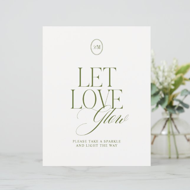 Sinal de Saída de Casamento Let Love Glow Sparkler (Em pé/Frente)