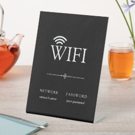Sinal de Senha de Rede WiFi Preto Moderno e Elegan