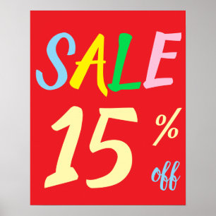 Sinal de venda grande, Poster de 15% de vendas for
