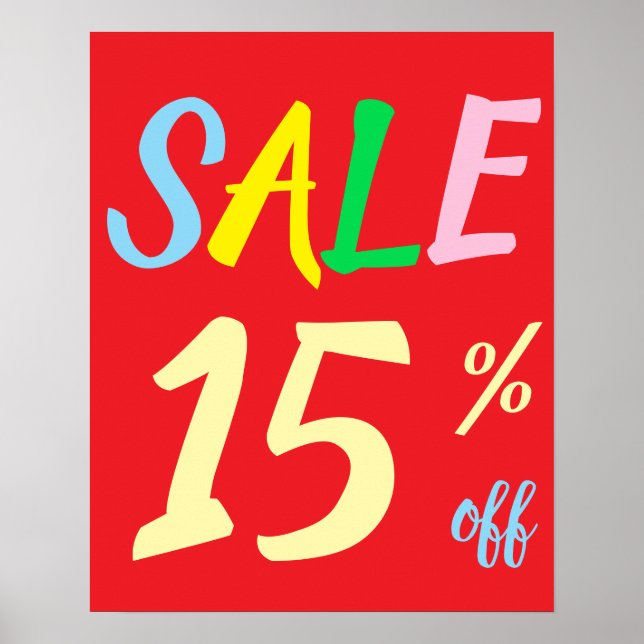 Sinal de venda grande, Poster de 15% de vendas for (Frente)
