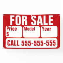 Sinal de VENDA para Carro, Barco, Caminhão, Casa