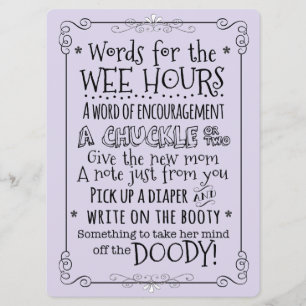 Sinal do cartão da atividade da fralda do chá de