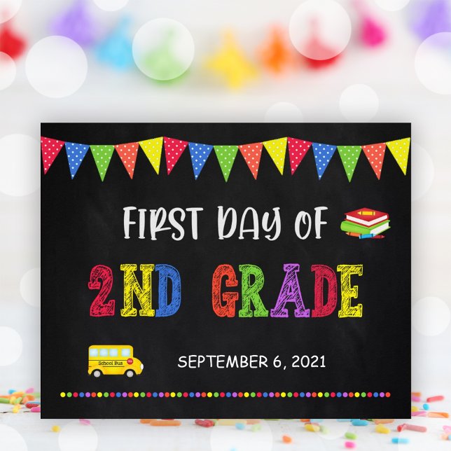 Sinal do Primeiro Dia da Escola | SEGUNDO POSTER (First Day Of School Sign | 2nd Grade Poster)
