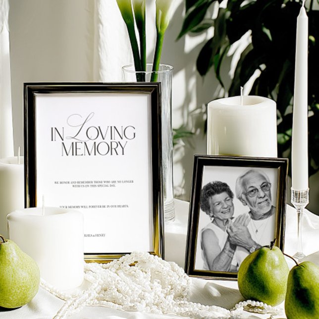 Sinal Elegante Preto e Branco Em Memória Amorosa (Elegant Black & White In Loving Memory Sign)