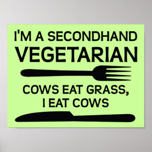 Sinal engraçado do poster do vegetariano de