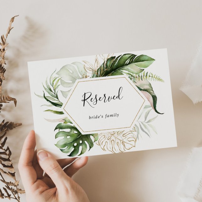 Sinal Geométrico Dourado de Casamento Tropical Res (Criador carregado)