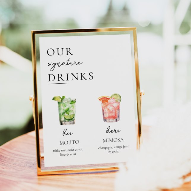 Sinal mínimo de assinatura, Poster de mais de 400  (Minimal Signature Drink Sign)