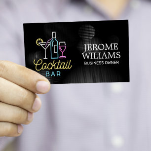 Sinal neon   Cartão de visita Bar coquetel