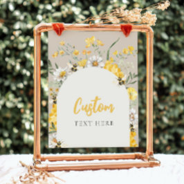 Sinal Personalizado de Abelha Floral Amarela 8x10