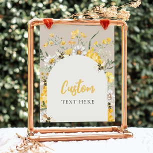 Sinal Personalizado de Abelha Floral Amarela 8x10