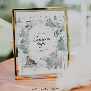 Sinal personalizado de Chá de fraldas de inverno p