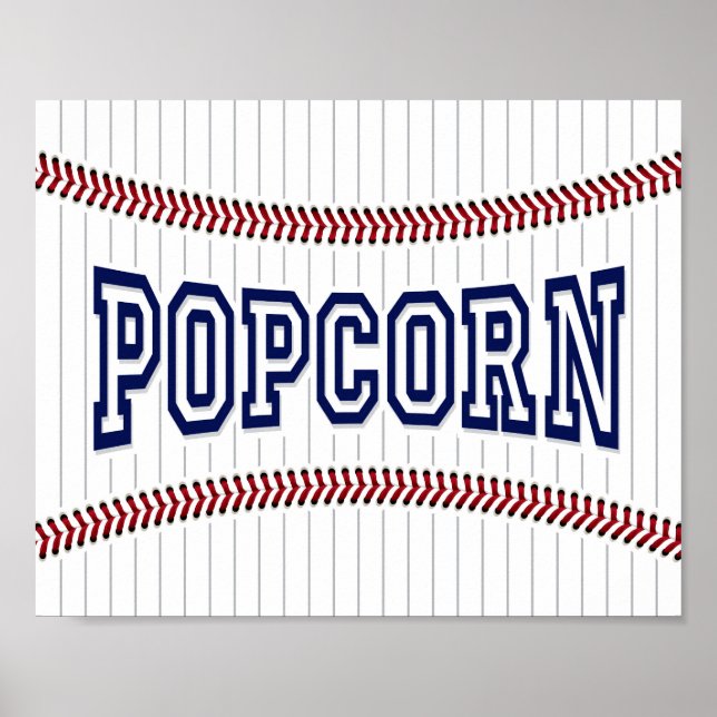 Sinal POPCORN do Partido Baseball Impressão (Frente)