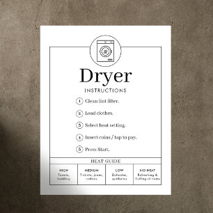 Sinal Poster de Instruções Minimalistas para Secad