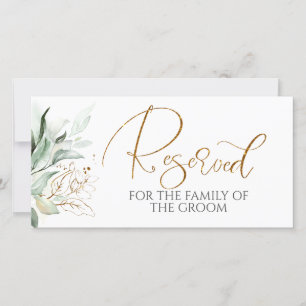 Sinal Reservado de Casamento Branco Verde Dourado