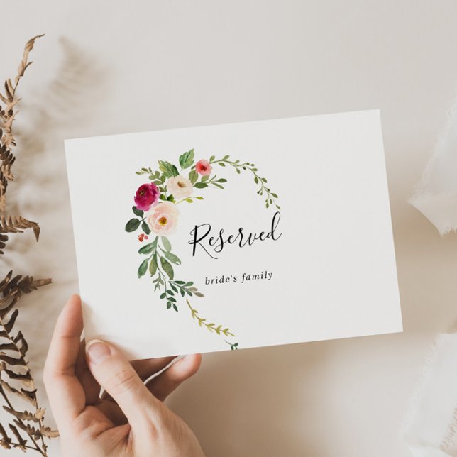 Sinal Reservado de Casamento Floral de Blush Verde (Criador carregado)