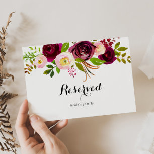 Sinal Reservado de Casamento Floral Rustic Blush B