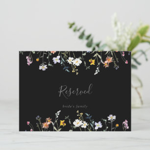 Sinal Reservado de Casamento Preto Floral Multicol