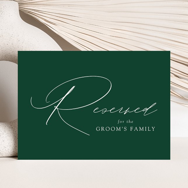 Sinal Reservado de Casamento Verde de Script Elega (Criador carregado)