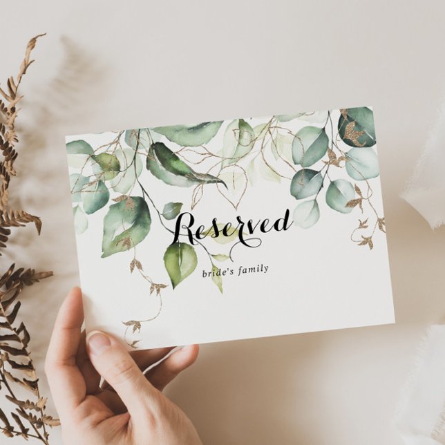 Sinal Reservado de Casamento Verde Dourado Elegant (Criador carregado)