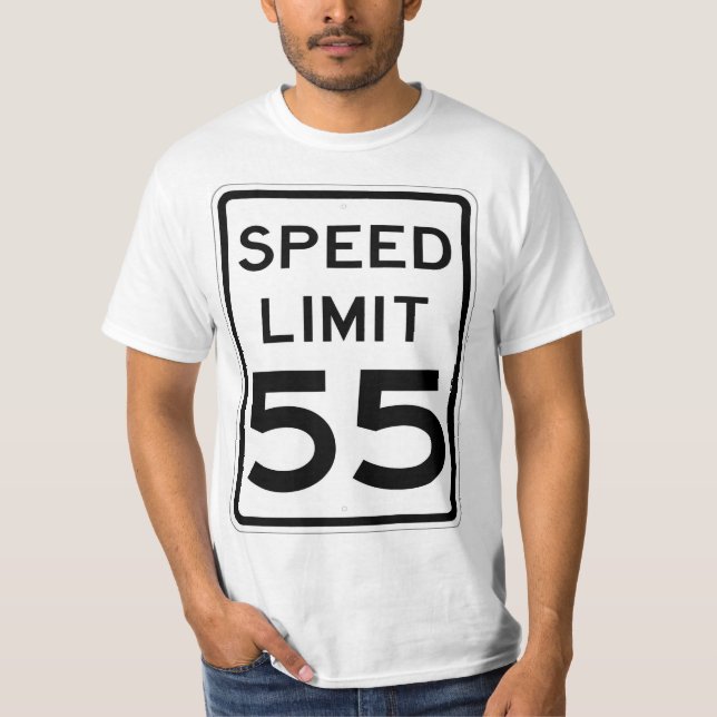 Sinal T-Shirt com limite de velocidade de 55 MPH m (Frente)