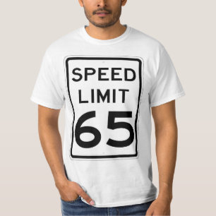 Sinal T-Shirt com limite de velocidade de 65 MPH m