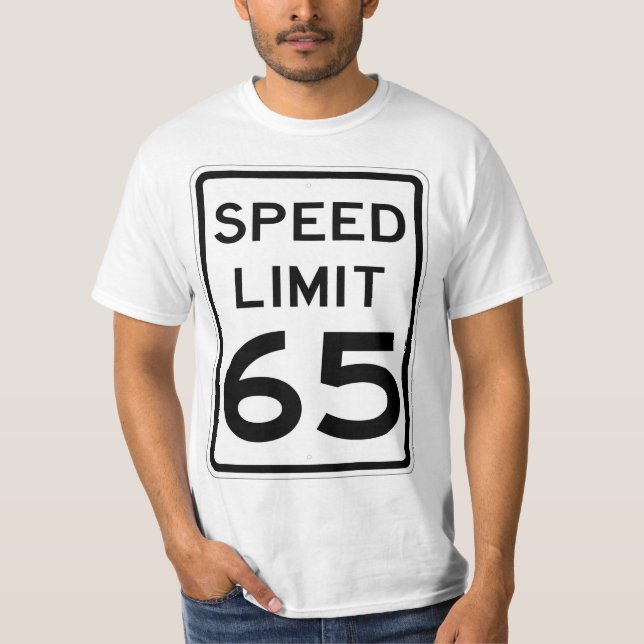 Sinal T-Shirt com limite de velocidade de 65 MPH m (Frente)