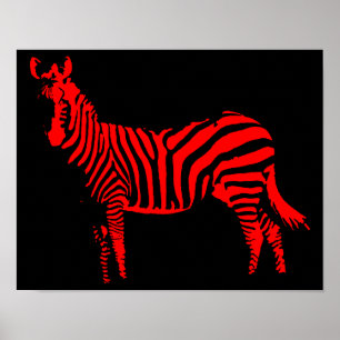 Sinal vermelho do poster da silhueta da zebra