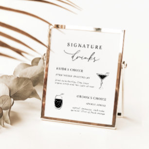 Sinal White Modern Calliografia Bebidas Signature
