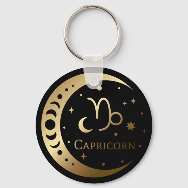 Sinal Zodiac Dourado/Capricórnio Chaveiro (Frente)