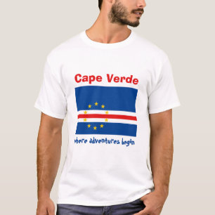 Sinalizador Cabo Verde + Mapa + Texto T-Shirt