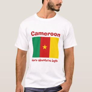 Sinalizador Camarões + Mapa + T-Shirt de Texto