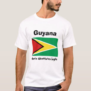 Sinalizador da Guiana + Mapa + T-Shirt de Texto
