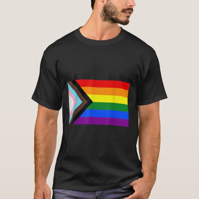 Sinalizador do Orgulho de Progresso LGBT - Camisa  (Frente)