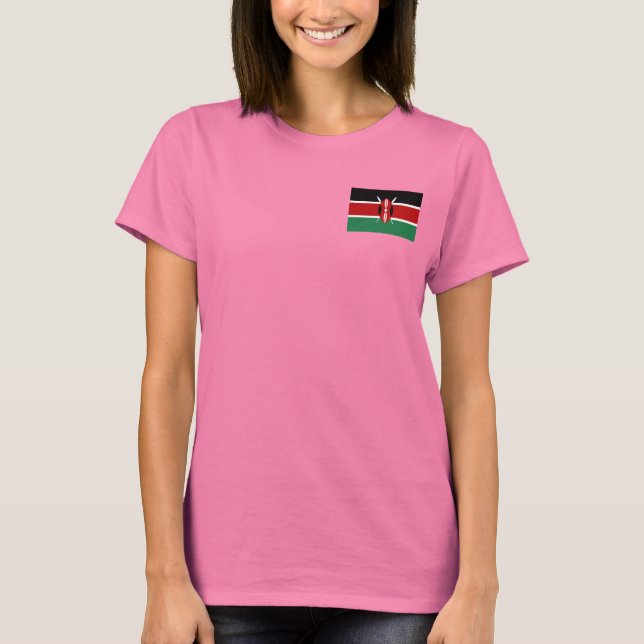 Sinalizador do Quênia e map - Camisa T (Frente)