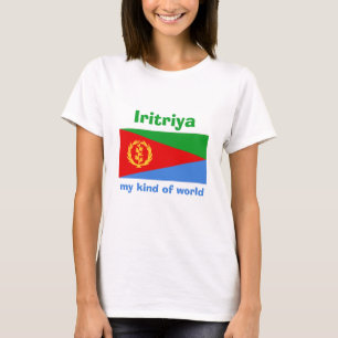 Sinalizador Eritreia + Mapa + T-Shirt de Texto