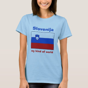 Sinalizador Eslovênia + Mapa + Texto - Camisa