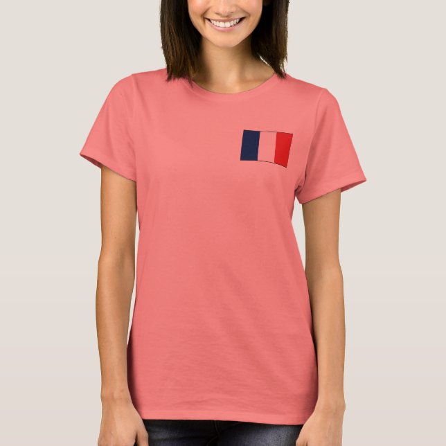 Sinalizador França + Mapa T-Shirt (Frente)